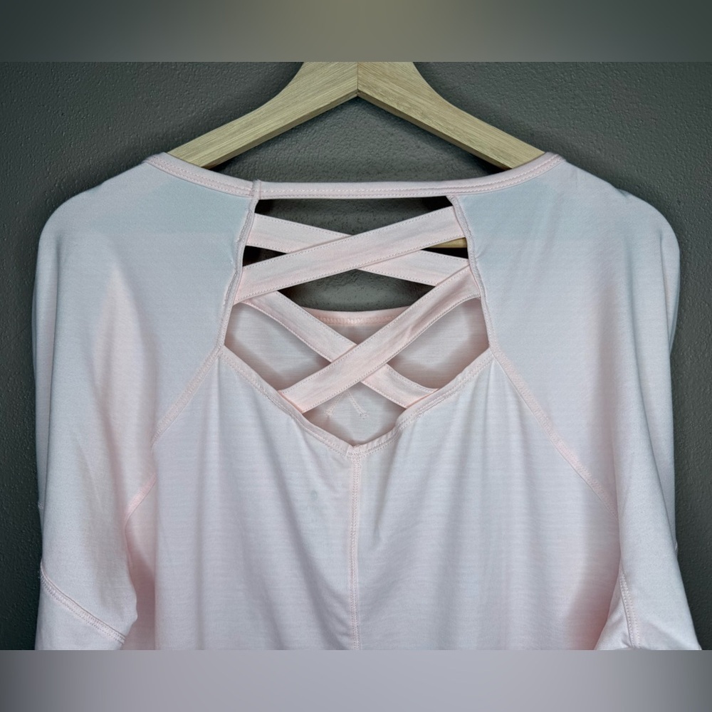Apana Light Pink Women's 1X Activewear Top Criss-Cross Back Sport Soft&Stretchy - Picture 8 of 13